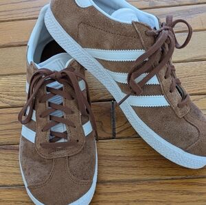 adidas Brown and White Suede Gazelle Sneakers